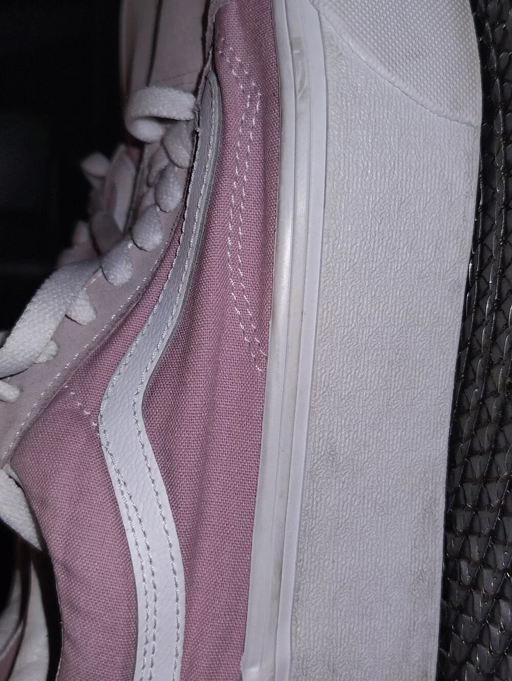 Vans Pink and White Classic Low-Top Lace-Up Wedges